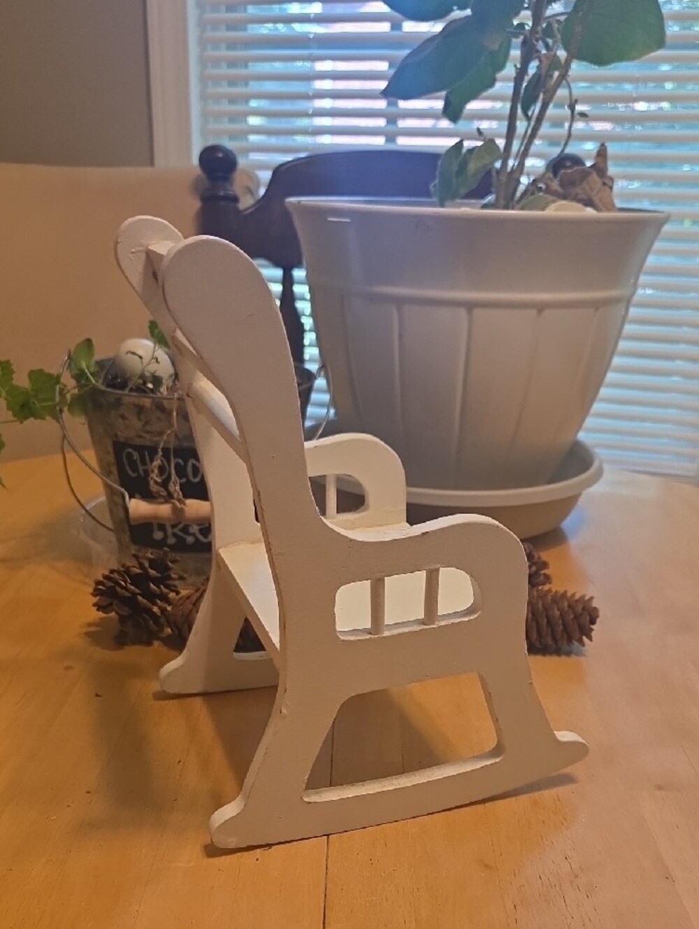 Mini White Wooden Rocking Chair - Picture 2 of 2